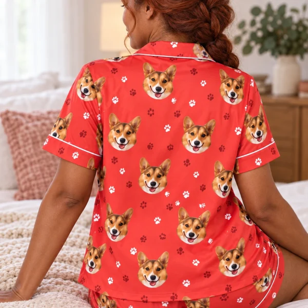 Back view of bridal pajamas: the print continues all the way round — MyDogPics