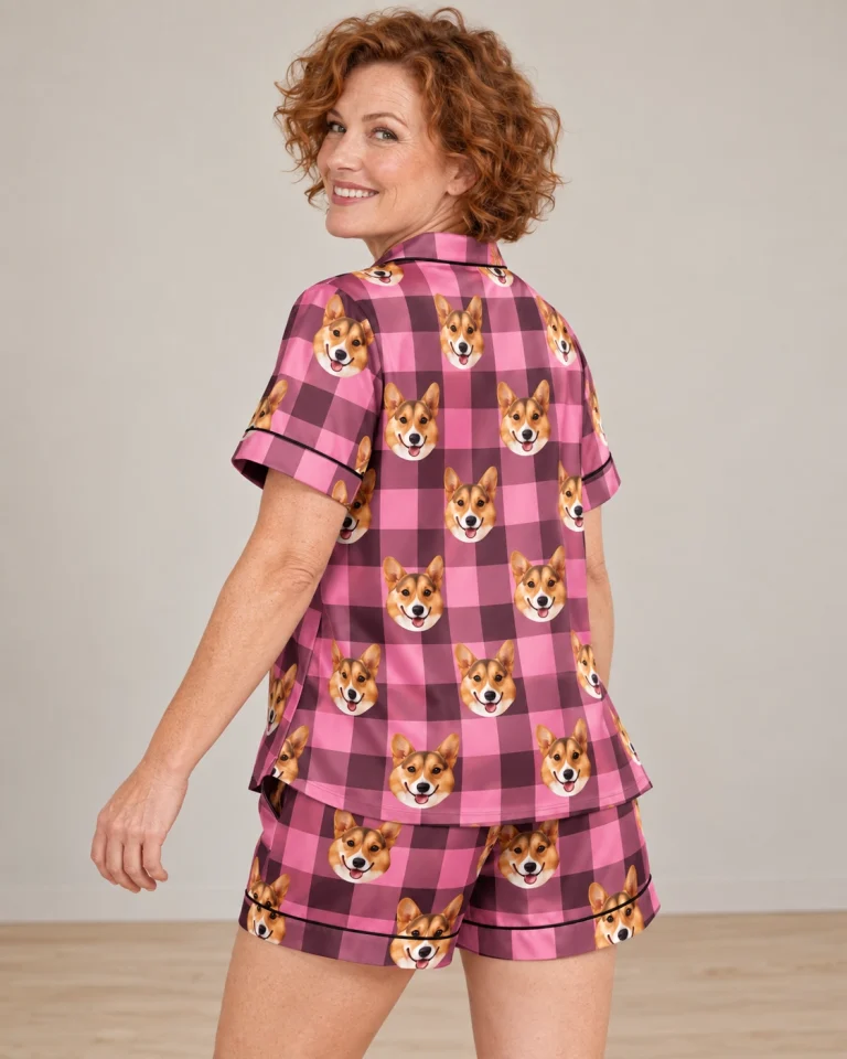 Back view of bridal party pajamas: the print continues all the way round — MyDogPics