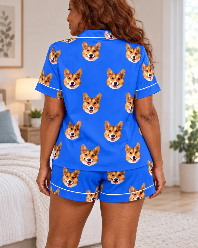 Back view of bridal party pajamas: the print continues all the way round — MyDogPics