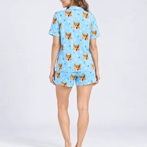 Back view of corgi pajamas: the print continues all the way round — MyDogPics