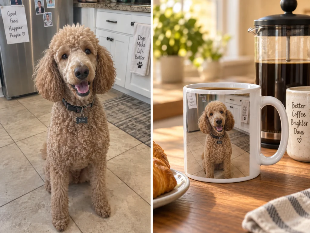 Poodle photo printed on a custom dog photo mug — MyDogPics