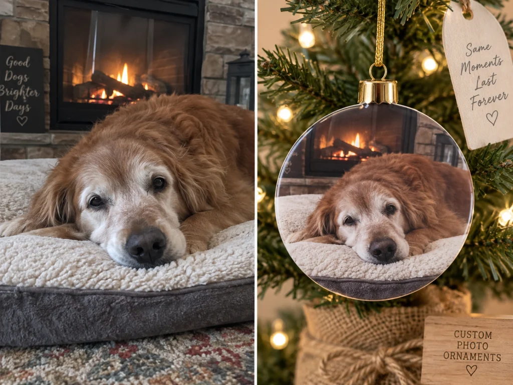 Golden retriever printed on a custom dog photo ornament — MyDogPics