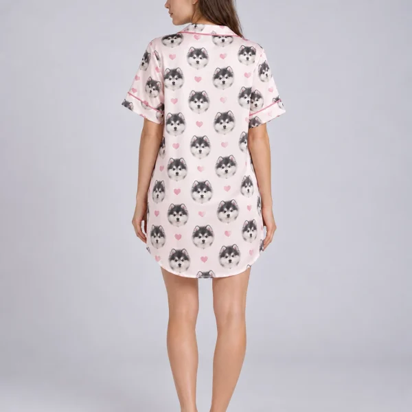 Back view of a custom nightgown: the print continues all the way round — MyDogPics