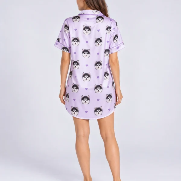 Back view of a custom nightgown with photo: the print continues all the way round — MyDogPics