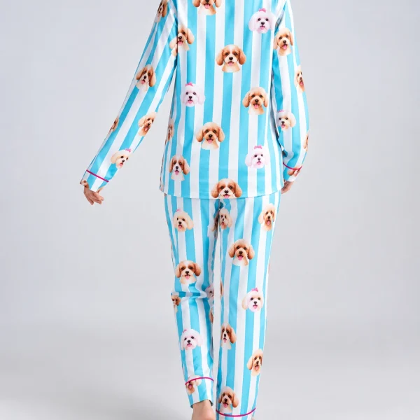 Back view of dog print pajamas: the print continues all the way round — MyDogPics
