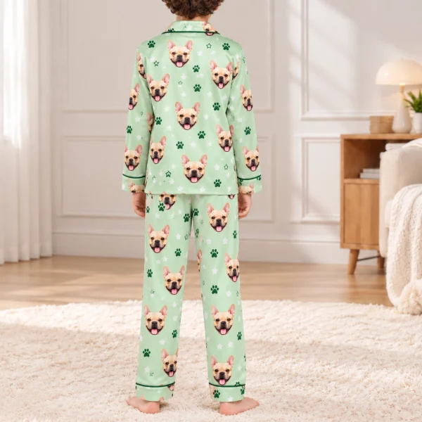 Back view of French bulldog jammies: the print continues all the way round — MyDogPics