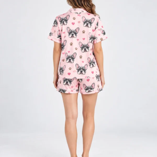 Back view of a French bulldog pajamas for women: the print continues all the way round — MyDogPics