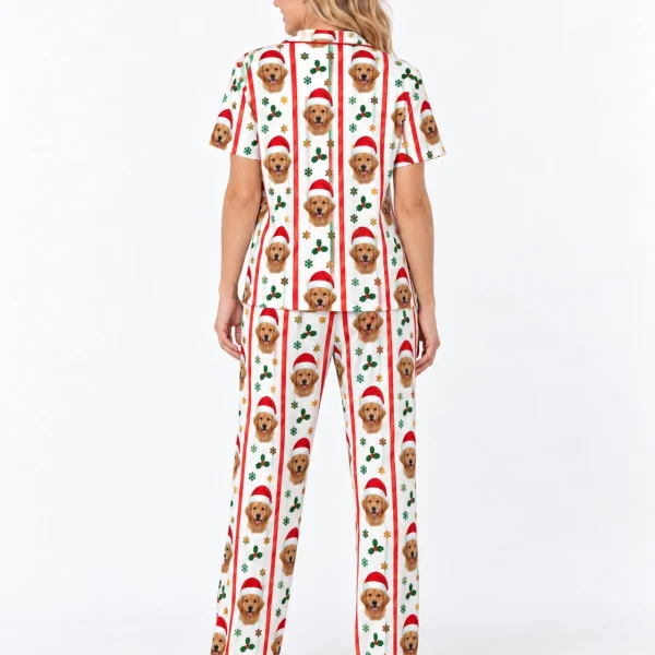 Back view of golden retriever Christmas pajamas: the print continues all the way round — MyDogPics