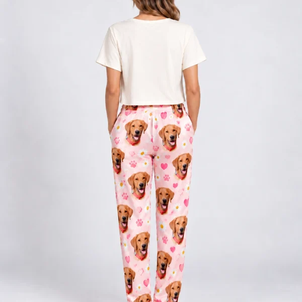 Back view of golden retriever pajama pants: the print continues all the way round — MyDogPics
