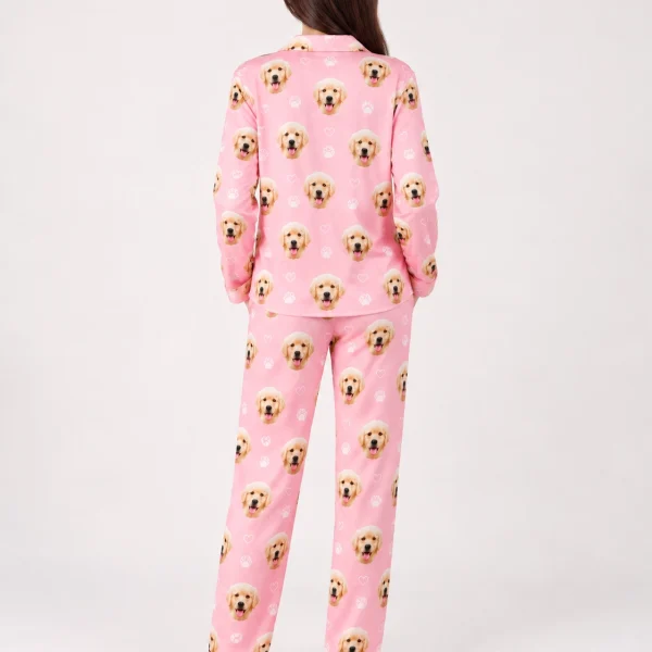 Back view of golden retriever pajamas: the print continues all the way round — MyDogPics