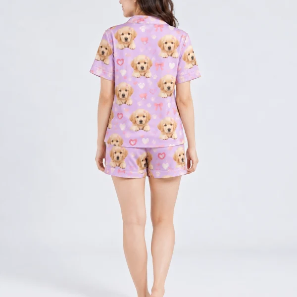 Back view of a golden retriever pajamas for women: the print continues all the way round — MyDogPics