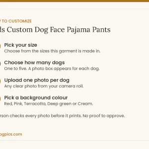 how to customize for kids custom dog face pajama pants from MyDogPics, printed with your own dog photo