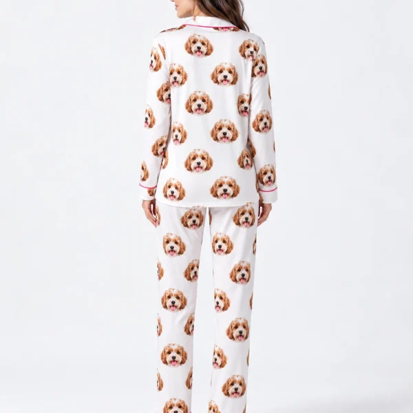Back view of long sleeve pajamas: the print continues all the way round — MyDogPics