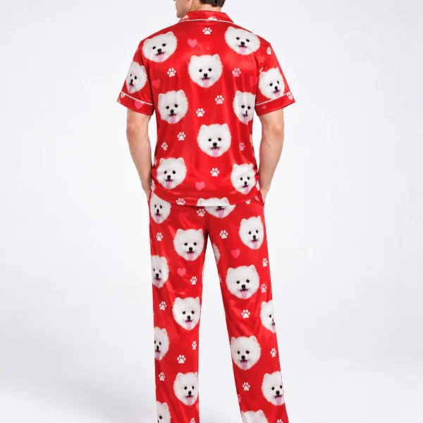 Back view of matching couple pajamas: the print continues all the way round — MyDogPics