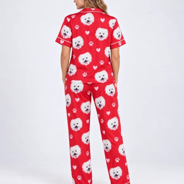 Back view of matching couple pajamas: the print continues all the way round — MyDogPics