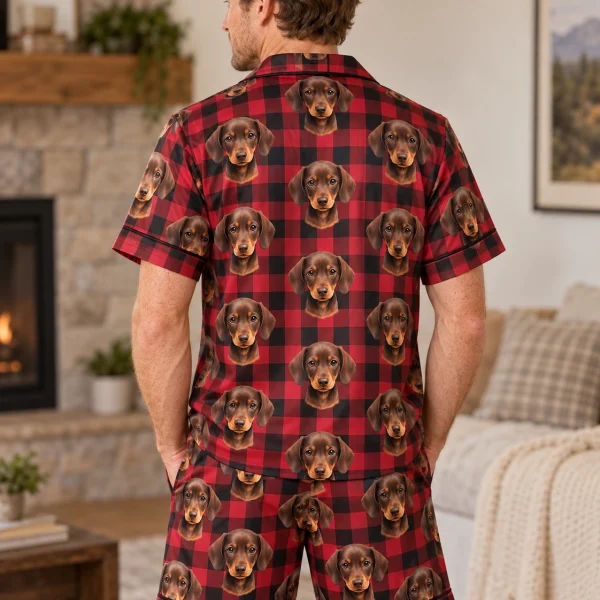 Back view of men PJs: the print continues all the way round — MyDogPics