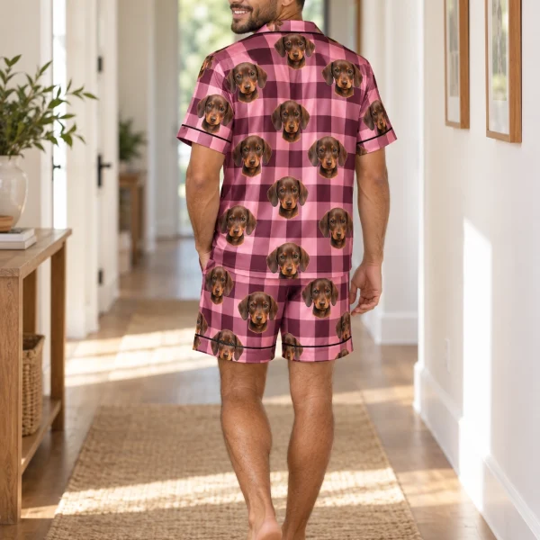 Back view of a mens pajama set: the print continues all the way round — MyDogPics