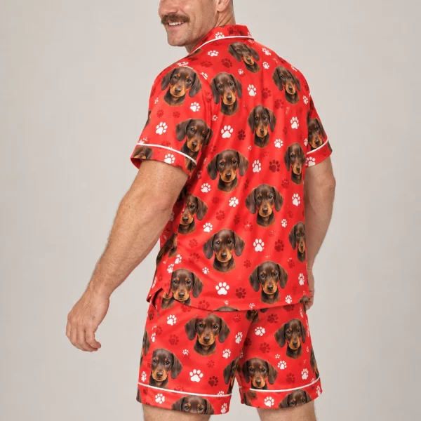 Back view of mens pajama shorts: the print continues all the way round — MyDogPics
