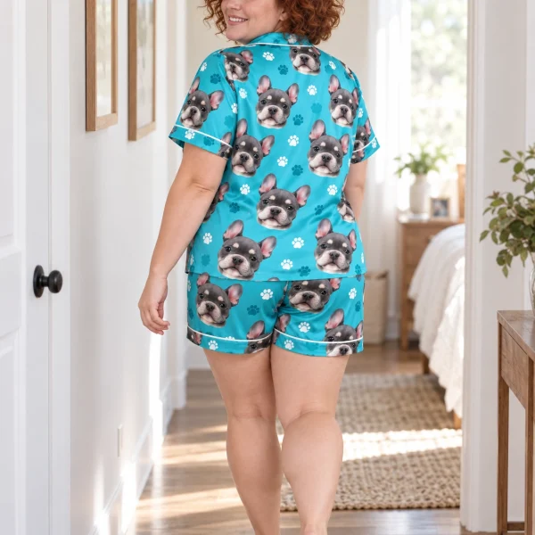 Back view of a pajama shorts women: the print continues all the way round — MyDogPics
