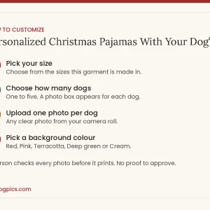 how to customize for personalized christmas pajamas with your dog’s face from MyDogPics, printed with your own dog photo