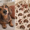Dachshund photo turned into dog face pajama pants, before and after — MyDogPics