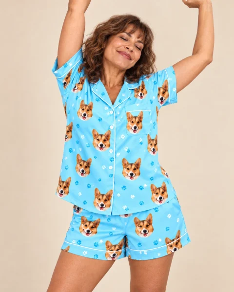 Blue and White Pajama Set