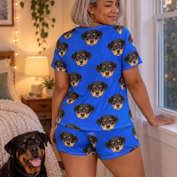 Back view of short sleeve pajamas: the print continues all the way round — MyDogPics