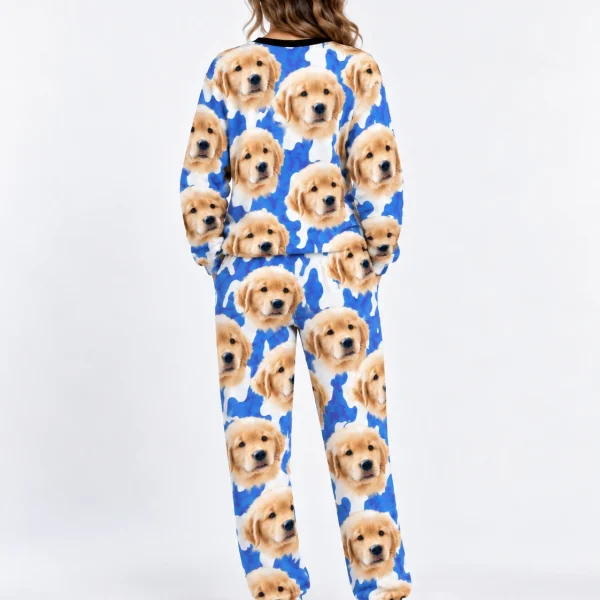 Back view of warm pajamas: the print continues all the way round — MyDogPics