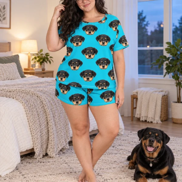 Woman in womens sleepwear with a Rottweiler — MyDogPics