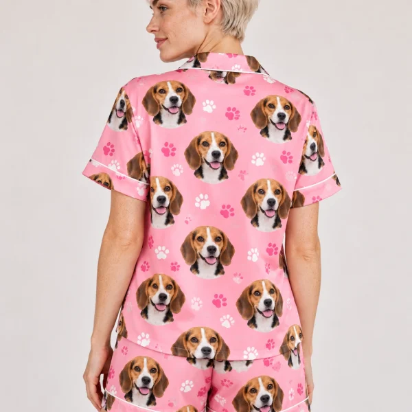 Back view of a beagle pajama short set: the print continues all the way round — MyDogPics