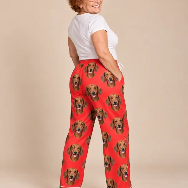 Back view of dachshund Valentine pajamas: the print continues all the way round — MyDogPics