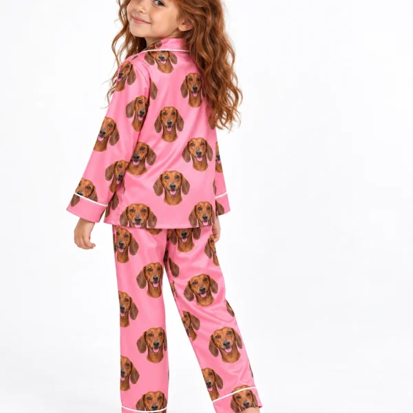 Back view of girls dachshund pajamas: the print continues all the way round — MyDogPics