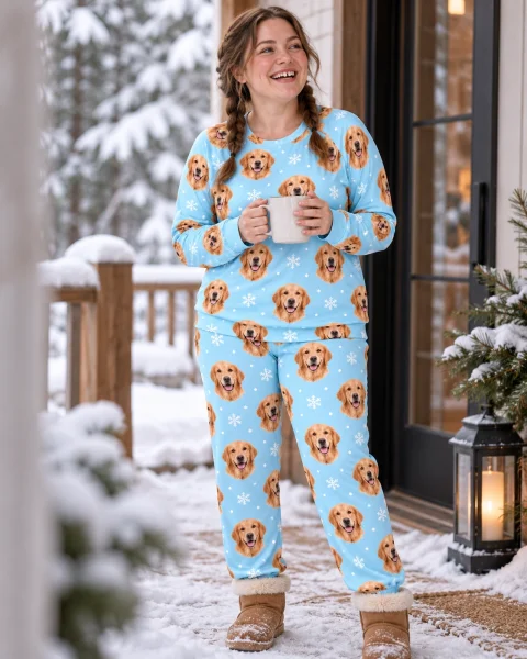 Golden Retriever Matching Pajamas