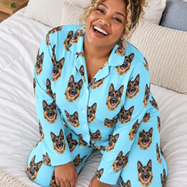 Back view of gsd pajamas: the print continues all the way round — MyDogPics
