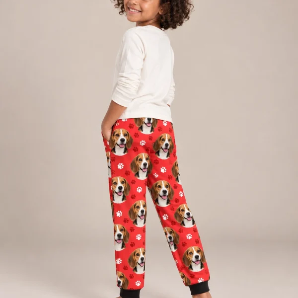 Back view of kids beagle pajama pants: the print continues all the way round — MyDogPics