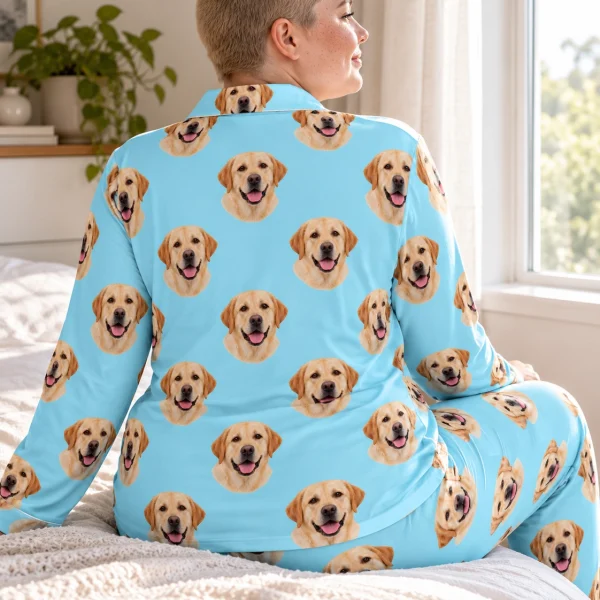 Back view of lab pajamas: the print continues all the way round — MyDogPics