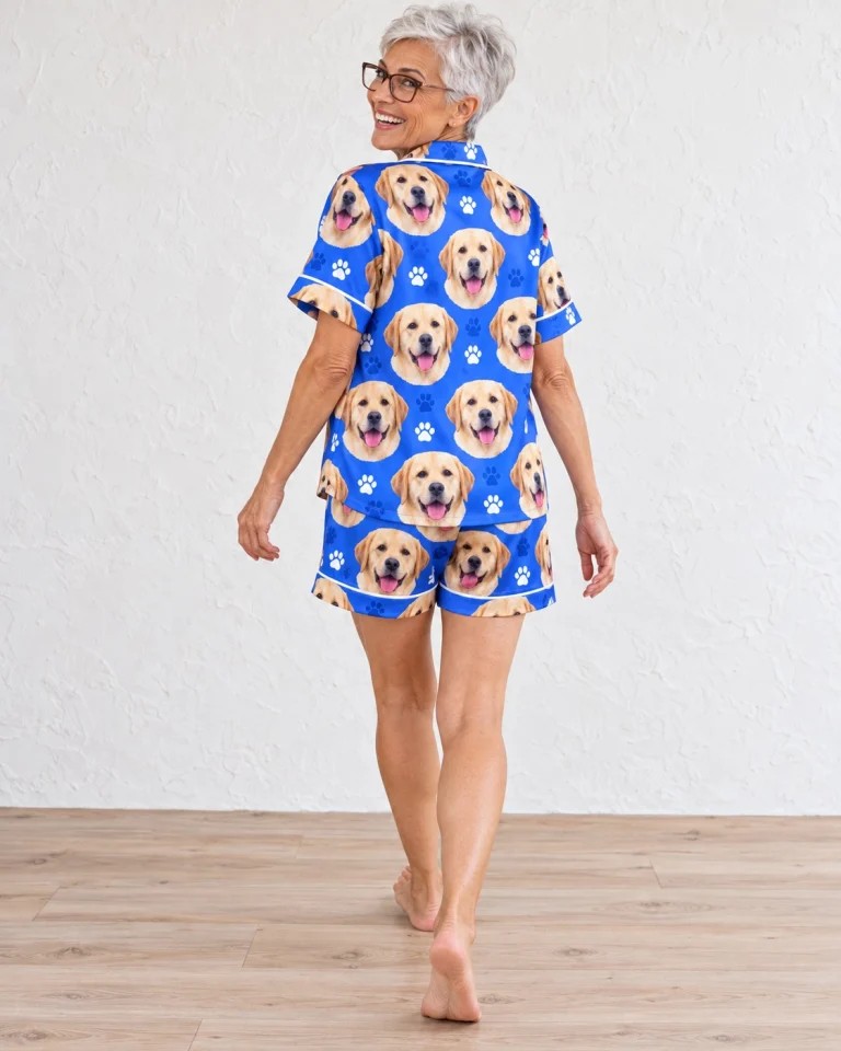 Back view of labrador pajama shorts: the print continues all the way round — MyDogPics