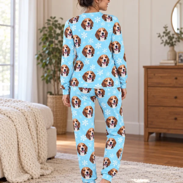 Back view of matching beagle pajamas: the print continues all the way round — MyDogPics
