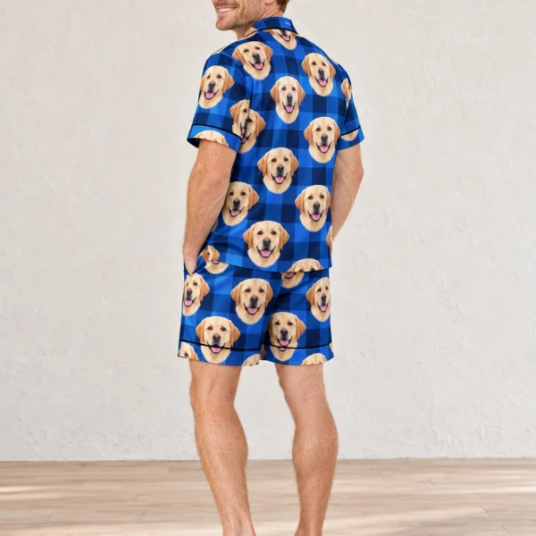 Back view of mens labrador pajama shorts: the print continues all the way round — MyDogPics